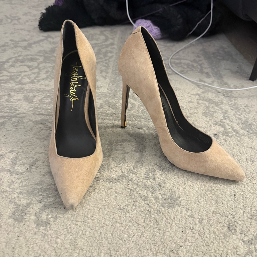Elegant Beige Suede Stiletto Heels
